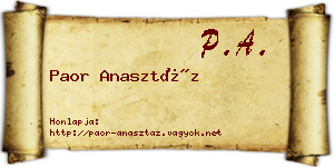 Paor Anasztáz névjegykártya